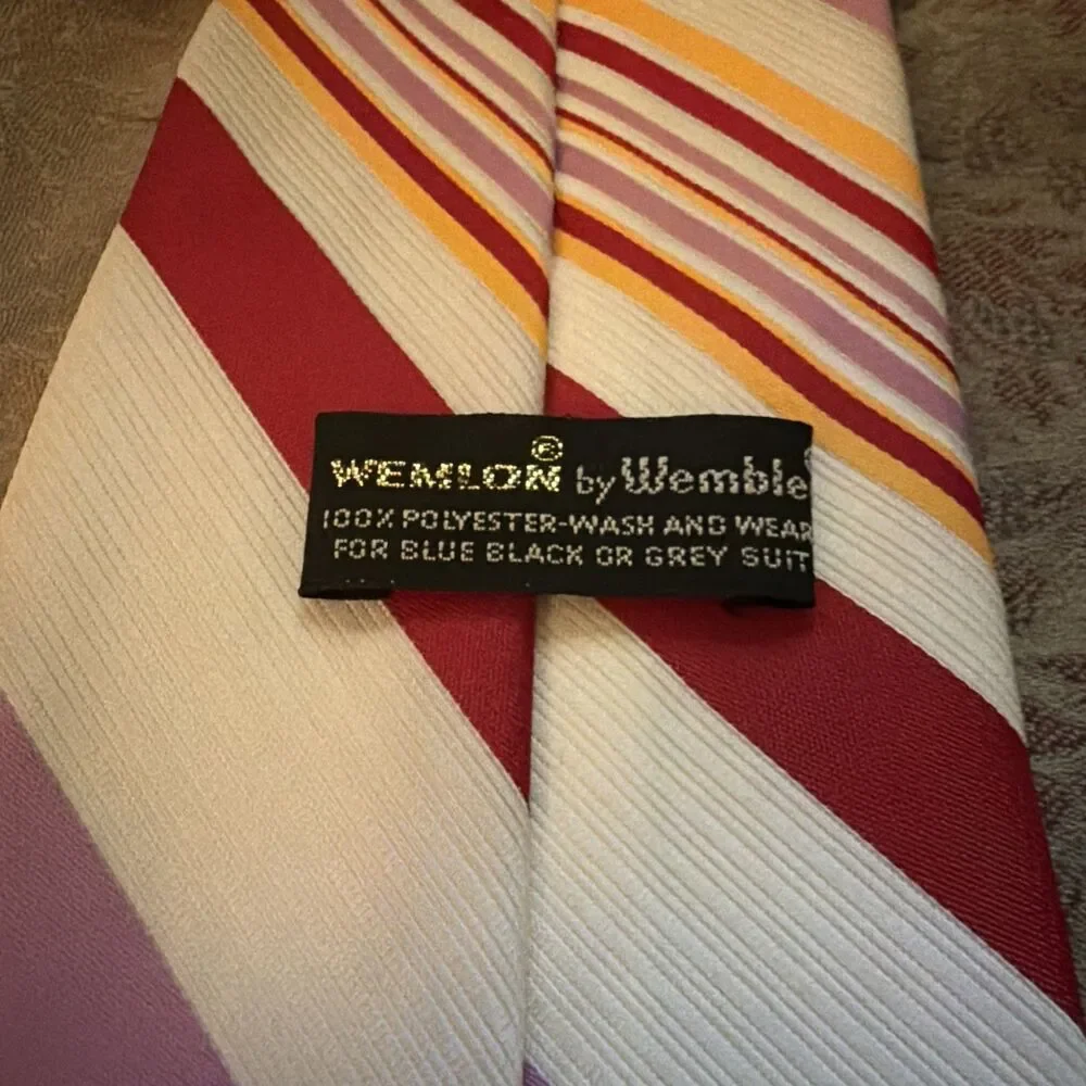 Lot 5 Vintage Necktie Barons by Damon Wemlon By Wembley Golden Emblem Polyester